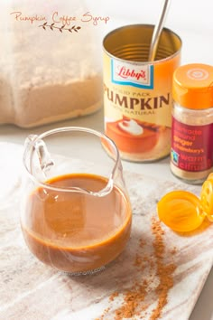 ingredients to make pumpkin spice sit on a counter