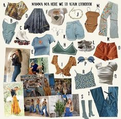 Mama Mia Clothes, Summer Outfits Mamma Mia Inspired, Mama Mia Summer Outfits, Mamma Mis Outfits Aesthetic, Mamma Mia Young Donna Outfits, Mama Mia 2 Outfits, Donna Sheridan Outfits, Mamma Mia Clothes