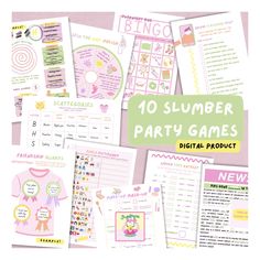 the 10 slumber party games are on display