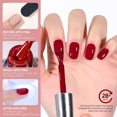 GAOY Red Gel Nail Polish, 16ml Soak Off Gel Polish, UV Light Cure for Nail Art DIY Manicure at Home, 1201 Carmine Red Diy Manicure At Home, Red Gel Nail Polish, Red Gel Nails, Long Hair Wedding Styles, Trendy Nail Art, Manicure At Home, Soak Off Gel, Diy Manicure