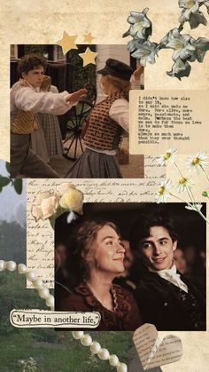 collage of photos with flowers and words on them, including an image of two people