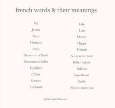 french words and their meaningss