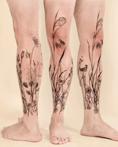 Flower Leg Tattoos, Tatoo Dog, Lower Leg Tattoos, Shin Tattoo, Mushroom Tattoos, Handpoke Tattoo, Floral Tattoo Sleeve, Leg Tattoos Women, Leg Sleeve Tattoo