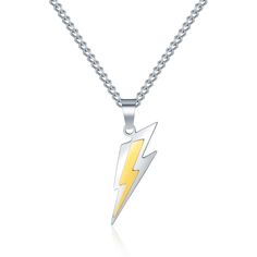 PRICES MAY VARY. 【Introduction】Men's Yellow lightning bolt pendant with silver color chain. 【Material】The pendant necklace is made of high quality stainless steel, which has better luster, no odor, non-allergic and durable compared to traditional metal. 【Meaning】May the wearer have lightning agility and strength, and maintain good health. 【Best Gift】You can express your love by giving this personalized jewelry to your friends, colleagues, classmates and family members as a surprise gift for birt Golden Lightning, Lightning Necklace, Yellow Lightning, Mens Jewelry Necklace, Wedding Ceremonies, Necklace For Men, Surprise Gift, Rainbow Dash, Good Health