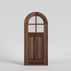 Round Top Door with Four Glass Panel Window in Black walnut Arched Dutch Doors Exterior, Wood Arch Front Door, Round Top Door Entrance, Front Door With Small Window, Arched Front Door Exterior, Arch Front Door Exterior, Rounded Front Door, Round Top Door, Exterior French Door