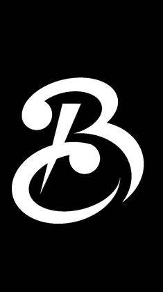 the b logo is shown in white on a black background