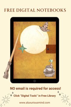 an ipad with the text free digital notebooks no email is required for access click digital tools in free library
