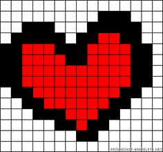 a cross stitch heart pattern in black and red