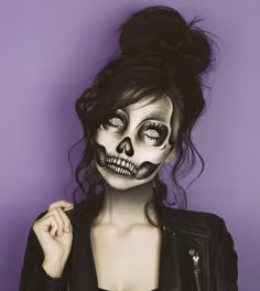 Glam Skeleton Makeup Halloween, Colourful Skeleton Makeup, Women’s Skull Makeup, Womens Skeleton Costume Diy, Creepy Skeleton Makeup, Glow In The Dark Skeleton Makeup, Skull Face Paint Women, Womens Skeleton Makeup, Glam Skeleton Makeup