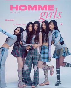 the girls are posing together in front of a poster for their upcoming album, homma girls