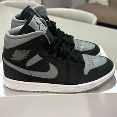 Air Jordan 1 Mid - Black, Grey, White W Size 7 Barely Worn, But Creased - See Second Picture Jordan Shoes Black, Shoes Nike Women, Air Jordan 1 Mid Black, Womens Air Jordans, Air Jordan 1 Mid, Jordan 1 Mid, Shoes Nike, Air Jordan 1, Jordan Shoes