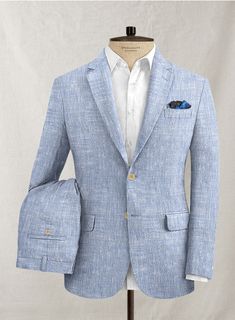 Tropical Blue Pure Linen Suit