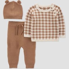 Carter's Just One You® Baby Boys' Checkered Top & Bottom Set - Cream/brown : Target Boy Baby Clothes, Baby Boy Fall Outfits, Boys Fall Fashion, Baby Boy Winter Outfits, Winter Baby Boy, Checkered Top, Baby Boy Clothing, Boys Fall Outfits, Boy Stuff