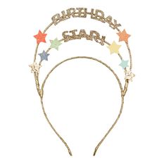 Feel like a superstar on your birthday with our birthday star headdress! Designed with gold glitter lettering and brightly coloured glitter stars - this is the perfect accessory for any little birthday celebrations! Rockahula Kids Not suitable for children under 36 months due to small parts. Style code: HBD300G Kids Star Headband, Star Headband Kids, Star Headdress, Sparkly Birthday, Star Hair Clips, Birthday Headband, Star Headband, Birthday Star, Glitter Letters