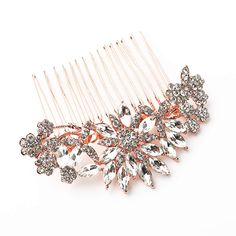 PRICES MAY VARY. 1.Elegant Crystal Wedding Hair Accessories for Brides and Bridesmaids Beautiful Hair Decoration,Rose Gold Bridal Headpiece Bridal Hair Accessories 2.Color: Rose Gold Tone plated Metal; Inlayed with Sparkling Clear Crystal And Austrian Rhinestone; Features Vintage Flower Leaves Style 3.Dimension: Approx. 3.2” inches in Width by 2.75” inches in Height; Weight approx 33g.This Classy And Vintage Design Wedding Hair Comb Is Perfect Alternative To Bold Tiaras,Crown Or Headband. Floral Rose Gold Bridal Headpiece, Crystal Wedding Hair Accessories, Crystal Headpiece Wedding, Bridal Hair Combs Pearl, Bridal Hair Headpiece, Bridal Wedding Hair, Wedding Hair Comb, Crystal Headpiece, Rose Gold Bridal