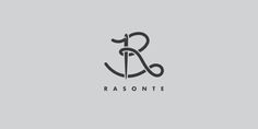 the logo for rassonte is shown in black and white on a gray background