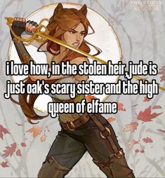 an image of a woman holding a bow and arrow with the caption i love how,