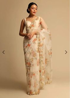 Embroidery Border, Glamorous Outfits, Organza Silk Saree, Simple Sarees, White Saree, Party Wear Saree, Patiala Salwar