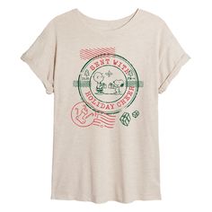 Peanuts - Christmas - Sent With Holiday Cheer Stamp - Women's Oversized T-Shirt Charlie And Snoopy, Charlie Brown Peanuts, Peanuts Snoopy, Boyfriend Tee, How To Show Love, Oversized Tee, Cropped Hoodie, Tee Shop, Charlie Brown