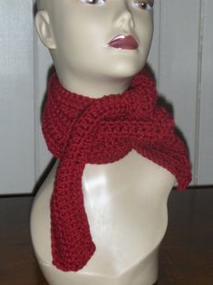 Jellied Cranberry Crochet Skinny Scarf. Handmade homespun hand stitched fall wrap Autumn Fashion Sca Red Crochet Scarf Pattern, Red Scarf Crochet, Crochet Red Scarf, Cozy Red Scarves For Winter, Fall Wraps, Red Hand Knitted Scarves One Size, Scented Sachets, Support Handmade, Scarf Styles