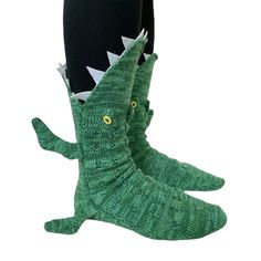 PRICES MAY VARY. 🦖【Warm Winter Knit】: These socks are cozy to wear and provide just the right amount of quirky, fun style. It's perfect for the t-rex or dinosaur alligator enthusiast in your life, the novelty sock lover, or the one who loves to be cozy wearing their socks. 👟【Design】: This t-rex or dinosaur alligator knitting sock has a continuous textured stitch pattern throughout the body, The design is inspired by mimicking the dinosaur with its skin, bulging eyes, nose, teeth and open hairy Warm Winter Socks, Dinosaur Socks, Crocodile Animal, Cartoon Socks, Animal Socks, Sock Lovers, Christmas Creative, Unique Socks, Socks Christmas