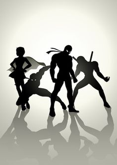 silhouettes of baseball players with bats in their hands