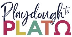 the words playdough to plate are painted in multi - colored letters and font