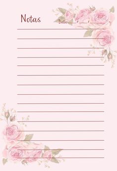 a note card with pink roses on it