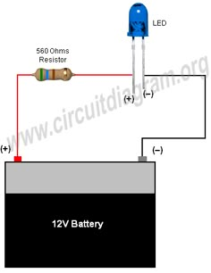 the circuit diagram for an 12v battery with two lights and one light on it