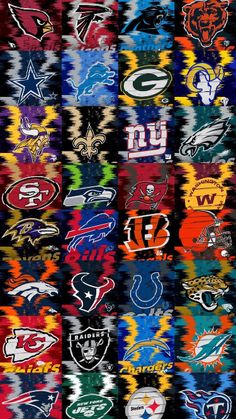 many different nfl teams are depicted in this image, including the football team's logos