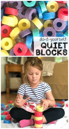 DIY Quiet Blocks - I Can Teach My Child! Activities For Young Toddlers, Summer Crafts For Infants, Pool Noodle Ideas, Crafts For Infants, Noodle Ideas, Noodle Crafts, Toddler Daycare, Pool Noodle Crafts, Infant Classroom