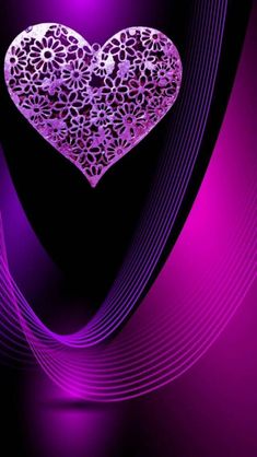 a purple background with a heart shaped object on it's left side in the center