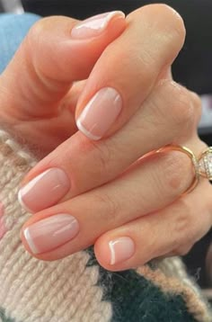 Minimal Short Nail Design, Classic Manicure Short Nails, Mani For Short Nails, Subtle French Tip Nails, Muted French Manicure, Short Rounded Square Nails, French Manicure Natural Nails, Very Short French Nails, Mini French Nails