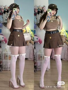 Zettai Ryouiki, Rock And Roll Girl, Sock Outfits, Brown Outfit, Special Girl, Fashion Design Sketches