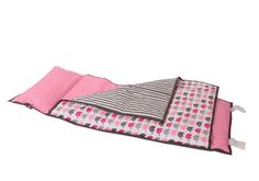 three pink and white pillows laying on top of each other next to the words review inside