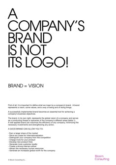 a brochure for a company that is not it's logo