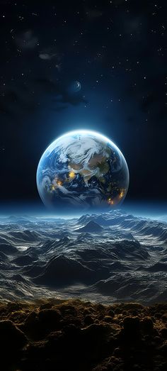 an image of the earth as seen from space in this artist's rendering, it appears to be floating on land