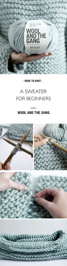 how to knit the sweater for beginners with wool and the gang