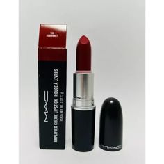 What it is: A rich lipstick featuring high color payoff. Size: 0.1 oz/3.5 g.  Color: Red. Deep Winter Lipstick Colors, Race Makeup, Red Mac Lipstick, Streetstyle Hairstyle, Red Lip Stick, Cherry Red Lipstick, Vampy Lipstick, 1970s Makeup, Dark Red Lipstick