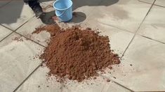 a person is shoveling dirt into a bucket