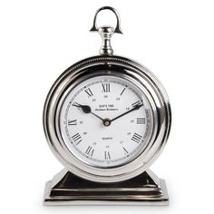 Polished Silver Tabletop Clock - Madison's Niche Tabletop Clocks, K K, Desk Clock, Polish Silver, Metallic Silver, Table Top, Modern Design, Clock, Desk