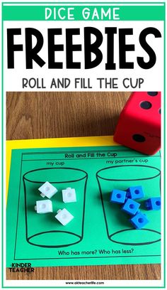 Race To Fill The Cup Math Game, Numbers Before And After Activities, Kindergarten Summer Activities, Math Stations Kindergarten, Dice Math Games, Kindergarten First Week, Fall Kindergarten Activities, Games For Kindergarten