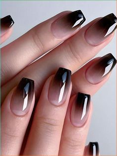 Amazon.com: nail polish - $10 to $15 Black Ombre Square Nails, Black Nail Ombre, Short Black Ombre Nails, Sheer Black Nails Design, Coffin Black Nails Design, Short Black Coffin Nail Ideas, Coffin Short Nails Designs, Black Ombre Nails Coffin, Black Ombre Nails Short