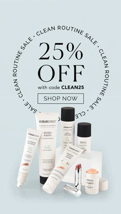 the 25 % off sale is now on with code cleans and free samples for purchase