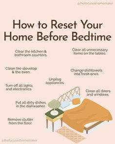 an info sheet describing how to rest your home before bedtime, with instructions on how to use it