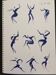 the silhouettes of people are drawn in black ink on white paper, and they appear to be dancing