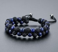 Paracord Weaving, Bracelets For Boyfriend, Vintage Flowers Wallpaper, Fairy Jewelry, Diy For Men, Lapis Lazuli Beads, Volcanic Rock, Mens Beaded Bracelets