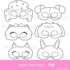 paper mask templates with different types of masks to cut out and glue them on