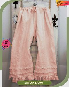 Zolucky Linen Folds Pants Hozier Concert, Ruffled Pants, Plus Size Linen, Pyjama Pants, Sew Patterns, Cotton Linen Pants, Cotton Bottoms, Nightgowns, Bridal Fashion