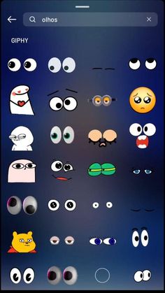 an iphone screen with many different eyes and nose shapes on the phone's display